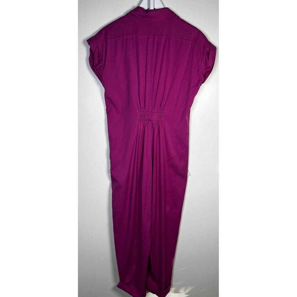 Emily McCarthy Small Magenta Tencel Blend Cap Sleeve Cuffed‎ Ankle Romper - Picture 3 of 10